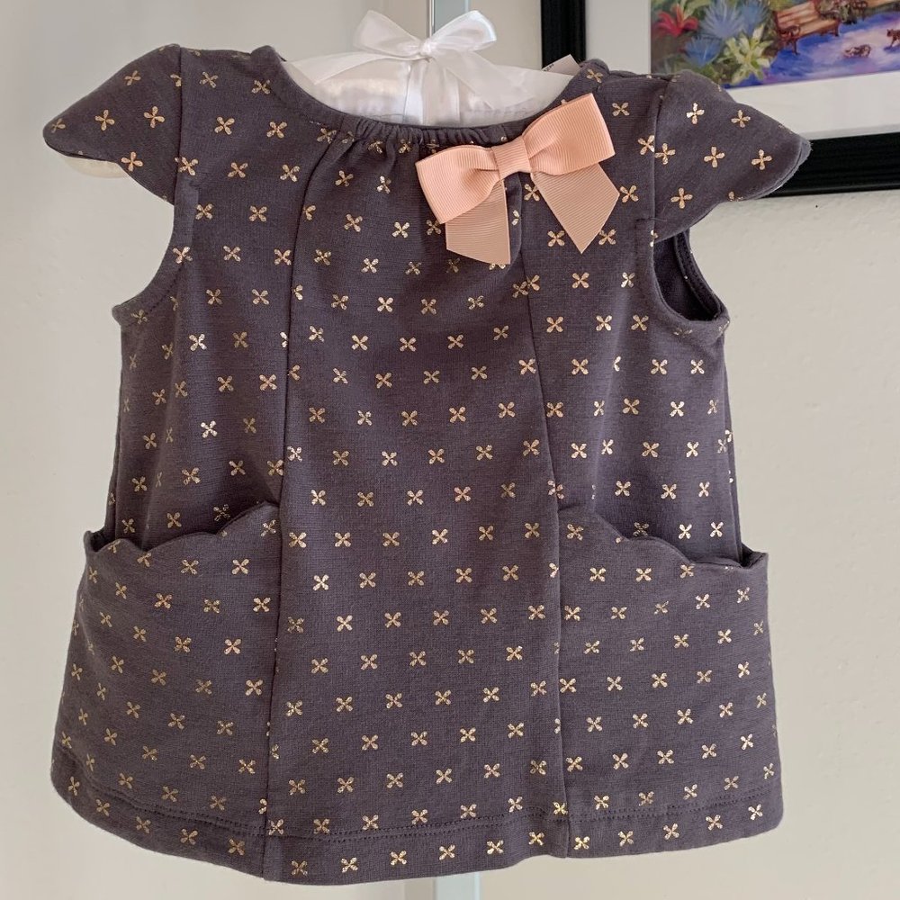CATHERINE MALANDRINO Baby Girl Dress, Charcoal & Peach, Size US 12M‎